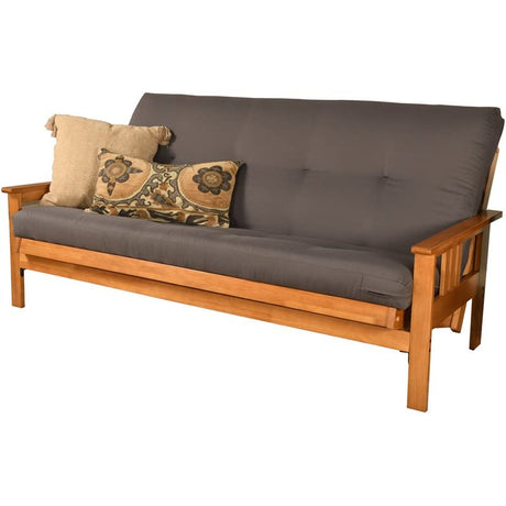 Kodiak Furniture Monterey Butternut Wood Futon with Twill Gray Mattress Kodiak Furniture