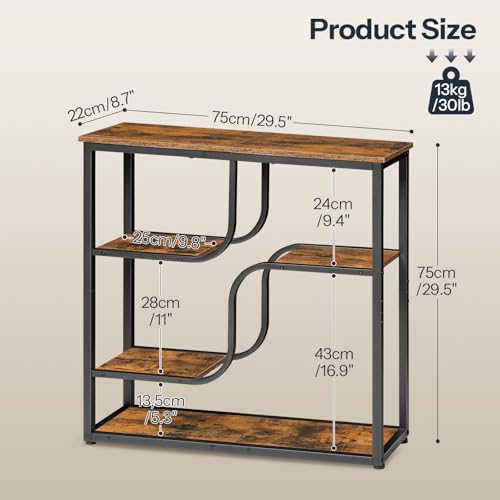 HOOBRO 29.5" Console Table, 5-Tier Narrow Entryway Table, Behind Couch Table with Storage Shelves, Sofa Table for Hallway, Living Rooms, Entryway, Rustic Brown and Black BF69XG01 HOOBRO