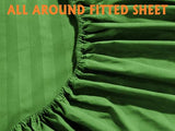 Elegant Comfort Luxury Soft Bed Sheets Dobby Stripe 1500 Premium Hotel Quality Microfiber Softness Wrinkle and Fade Resistant (6-Piece) Bedding Set, Full, Stripe Royal Green Elegant Comfort