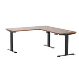 BRODAN Electric Standing L Desk with Power Charging Station, Adjustable Height Sit Stand Home Office Desk, L Shaped Computer Desk, 67x59 inches Corner Stand Up Desk, Walnut Top with Black Frame BRODAN