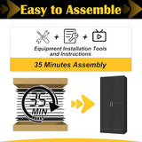 SteeLoong Kitchen Pantry Cabinet,71”Black Metal Pantry Storage Cabinet with Doors and 4 Adjustable Shelves,Kitchen Cabinet with 2 Gold Handles,Tall Cabinet for Livingroom,Pantry, Bathroom SteeLoong