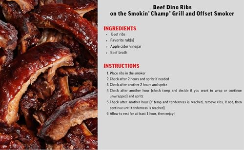 Char-Griller®Smokin Pro Charcoal Grill and Offset Smoker with Side Fire Box, Dual Damper Control, Chrome Plated Steel Warming Rack, 1,130 Cooking Square Inches in Black, Model CG30044223 Char-Griller