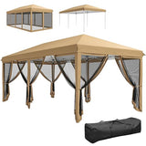 Outsunny 10' x 20' Pop Up Canopy Tent with Netting, Heavy Duty Instant Sun Shelter, Large Tents for Parties with Carry Bag for Outdoor, Garden, Patio, Beige Outsunny