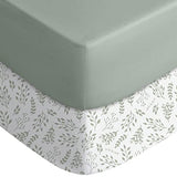 Yoofoss Baby Crib Sheets for Boys Girls, Fitted Crib Sheet 2 Pack for Standard Crib and Toddler Mattress, Super Soft Microfiber Baby Sheet 28x52x8in(Green+Leaf) Yoofoss