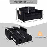 DQlVrillka Loveseat Sleeper Sofa, 3 in 1 Convertible Sofa Bed, Adjustable Backrest Comfy Pull Out Couch, Modern Upholstered Sofa for Living Room Bedroom Apartment Small Space (Black) DQlVrillka