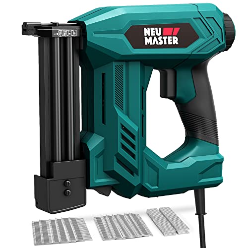 NEU MASTER Brad Nailer, 2 in 1 Electric Staple Gun/Nail Gun for Wood, Upholstery and DIY Projects, 1/4'' Narrow Crown Staples 200pcs and Nails 800pcs Included - WoodArtSupply