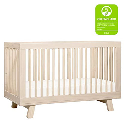 Babyletto Hudson 3-in-1 Convertible Crib with Toddler Bed Conversion Kit in Washed Natural, Greenguard Gold Certified - WoodArtSupply