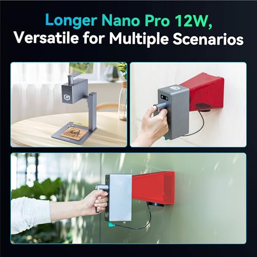 Longer Nano Pro 12000mW Laser Engraver 5000mm/s High-Speed Laser Engraving and Cutter Precision 0.01 * 0.01mm CNC, DIY Laser Cutter and Engraver Machine for Wood, Metal, Paper, Acrylic, Leather, Glass Longer