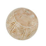 Deco 79 Mango Wood Handmade Decorative Ball Orbs & Vase Filler with Carved Tribal Patterns, Set of 2 5", 4" W, Cream Deco 79