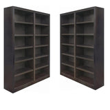 Home Square Espresso Tall 12-Shelf Double Wide Solid Wood Bookcase - Set of 2 Home Square