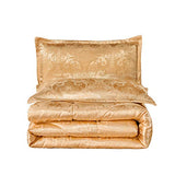 Raytrue-X Luxury Silk Bedding Comforter Sets, Gold Jacquard Lightweight Comforter Quilt, All Season Ultra Soft Microfiber Twin Comforter Set Matching 2 Pillow Shams(Twin/Twin XL, 3 Pieces) Raytrue-X