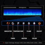 OneBlis Electric Fireplace, 50 inch Wide Recessed/Wall Mounted Electric Fireplace, Remote Control with Timer, 12 Adjustable Color Flame, Log Set & with Crystal Stone, 750/1500W OneBlis