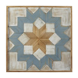 Deco 79 Wood Geometric Handmade Home Wall Decor Southwestern Star Wall Sculpture with Whitewashed Brown Accents, Wall Art 31" x 1" x 31", Blue Deco 79