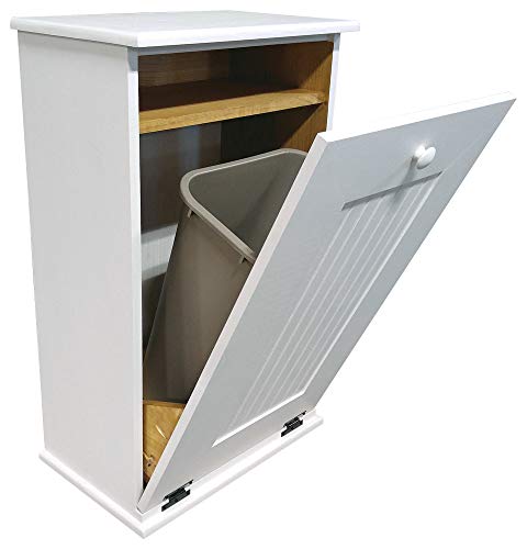 Tilt-Out Wooden Trash Bin Holder (Solid - Cottage White) Sawdust City
