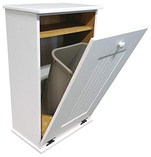 Tilt-Out Wooden Trash Bin Holder (Solid - Cottage White) - WoodArtSupply