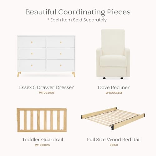 Delta Children Lulu 5-in-1 Convertible Crib, Converts to Toddler Bed, Daybed, Sofa & Full-Size Bed, Natural Wood, Fits Standard Crib Mattress, 3 Mattress Heights for Baby Nursery, Natural
