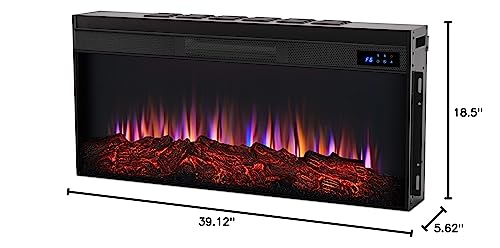 Real Flame Landscape Electric Firebox, Replaceable Fireplace Heater, Realistic Log and Flame Effect, Timer Real Flame