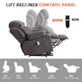 BOSMILLER Power Lift Recliner Chair with Massage and Heat for Elderly, Electric Recliner Single Sofa with Two Cup Holders, Extended Footrest, Side Pocket and USB Charge Port for Living Room