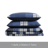 Eddie Bauer - Queen Quilt Set, Reversible Cotton Bedding with Matching Shams, Lightweight Home Decor for All Seasons (Eastmont Navy, Queen) Eddie Bauer