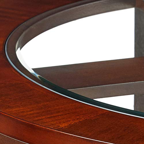 Roundhill Furniture Cylina Solid Wood Glass Top Round Dining Table with 4 Chairs Roundhill Furniture