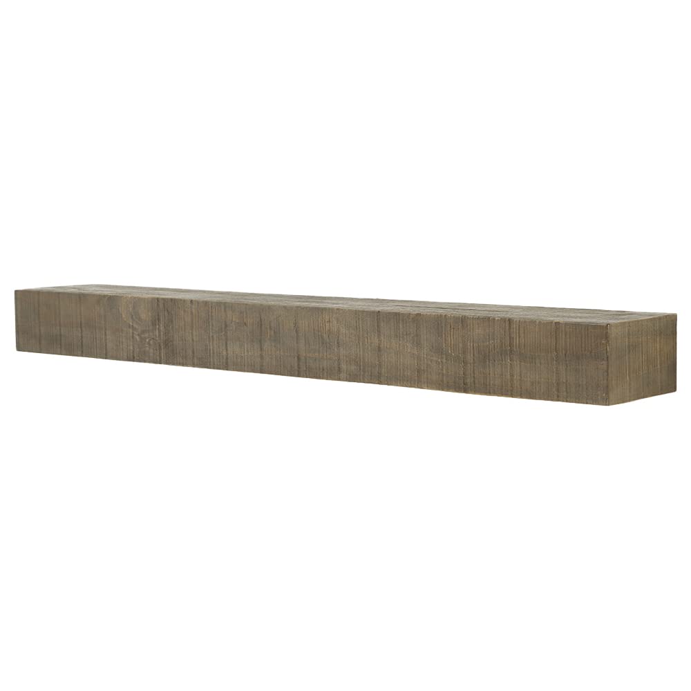 Country Living Wood Fireplace Mantel Shelf - Stockbridge 60 Inch Beach Sand Finish | Rustic Distressed Pine Beam with Hand-Hewn Details; for Fireplaces, Hearths & Décor