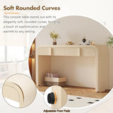 Modern Curved Entryway Console Table 55-Inch Entry Sofa Table with Storage Drawers for Living Room Entrance Hallway Accent Furniture (Apricot Cream) Amposei