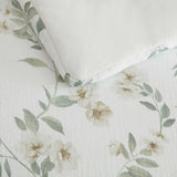 Martha Stewart - Queen Duvet Cover Set, Soft Cotton with Crisp & Tailored Naturally Smooth Cotton Percale Reverse, Lightweight 3 Piece Bed Set with Matching Pillowcases (Hazel Floral Beige) Martha Stewart