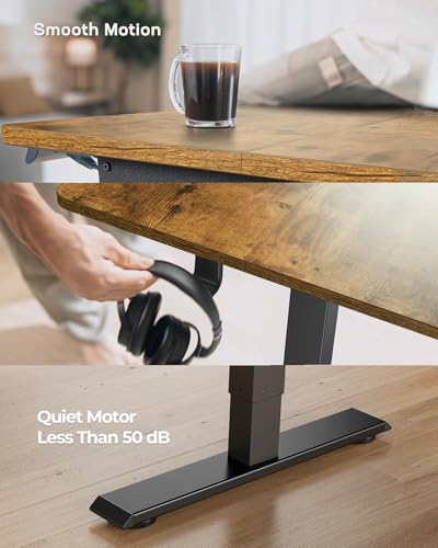 Marsail Standing Office Desk,Adjustable Heights,Stand Up Desk,55x28 Inches Desktop Sit Stand Home Office Gaming Computer Desk with 4 Memory Presets,Headphone Hook,Cable Organizer, Rustic Brown Marsail