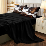 Bedbay Cow Print Comforter Set King Size Animal Skin Bedding 8 Pcs King Bed in a Bag Western Cowhide Rustic Bedding Brown Milk Cow Print Bed Set for All Seasons(Brown,King) Bedbay
