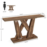Tribesigns 55-Inch Farmhouse Console Table, Farmhouse Behind The Couch Table TV Stand with Geometric Base, Skinny Sofa Table Entryway Table for Entrance, Living Room, Hallway, Foyer, Rustic Brown Tribesigns