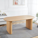 WILLIAMSPACE 90.55" Wood Extendable Dining Table for 6 to 10, Modern Oval Kitchen Table with Wooden Legs, Mid Century Large Dining Room Table, Easy to Assemble (59.15"-74.8"-90.55", Oak) WILLIAMSPACE