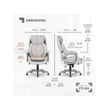 Sharper Image S600 Active Lumbar Ergonomic Bonded Leather Swivel Executive Massage Chair, White/Gray LS LIVING STYLE
