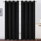 LEMOMO Blackout Curtains 52 x 84 inches Long Black Curtains Set of 2 Panels Thermal Insulated Room Darkening Curtains for Bedroom LEMOMO