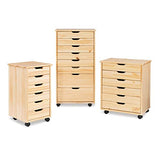 Linon Callie Multipurpose Six Drawer Natural Wood Rolling Storage Cart with Casters in Brown Linon