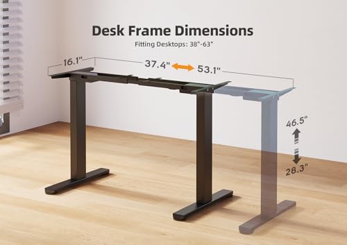 Claiks Dual Motor Standing Desk Frame, Electric Stand Up Desk Legs Frame Workstation Up to 63",T-Shaped Adjustable Standing Computer Desk for Home and Office, (Black Frame only) Claiks