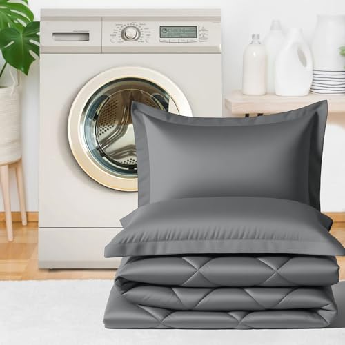 WQSPRING King Size Comforter Set, Reversible 3 Pieces Lightweight Soft Bedding Set for All Season, Premium Bed in a Bag Includes 1 Comforter (106"x90") and 2 Pillowcase (20"x36") WQSPRING