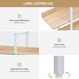 Nahenduo 5 Tier Large Open Bookshelf, Industrial Bookshelf with Back Fence, 400lbs Capacity, Wooden Office Bookcase with Metal Frame for Home Office Living Room, Easy Assembly (Oak and White Frame) Nahenduo