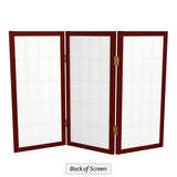 2 ft. Short Desktop Window Pane Shoji Screen - Rosewood - 3 Panels Red Lantern