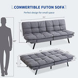 Opoiar Fabric Futon Sofa Bed, Memory Foam Couch Convertible Loveseat, Sleeper Sofa Modern Futon Sets for Small Apartments, Compact Living Space, Office (Grey) Erdoru