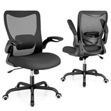 MUXX.STIL Office Chair, Ergonomic Desk Chair with Adjustable Lumbar Support and Flip up Armrest, Breathable Mesh Computer Chair for Home Office, Black MUXX.STIL
