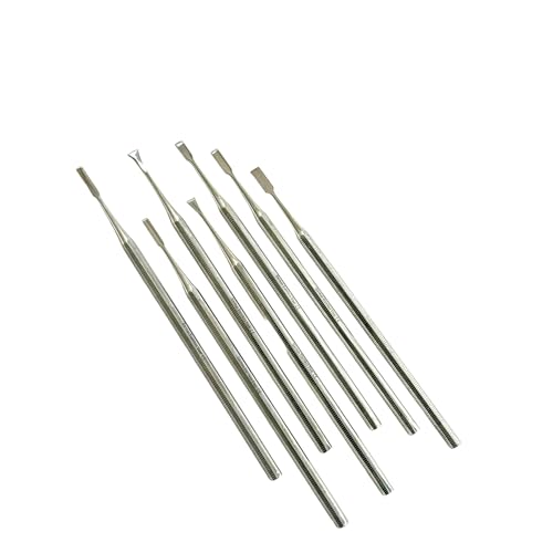 7 Pack Precision Mini Chisel Carving Tools for Detailed Small Crafts Such as Wood Carving, Wax Modeling, Soap Carving, and More - One Piece Construction Stainelss Steel Avon Surgical