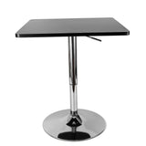 DAERNA Square Pub Table, Black Cocktail Table with 360° Spinning Top,Silver Leg and Base,Cafe Tables, Adjustable Height Range 27.5'' to 35.4'' DAERNA