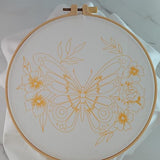 Esffaci Embroidery Starter Kit for Adult Beginner with Blue Butterfly Flowers Pattern Hand Embroidery Set with Cloth Hoop Needle Threader Floss and Instruction