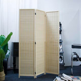 Furnnylane 3 Panel Room Divider and Folding Panel Screen,Bamboo Panel Divider Screen for Room Separation,Beige,67" H x 46" W Furnnylane
