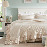 Cupocupa Beige Full Comforter Set, 3Pcs Ruffle Farmhouse Bedding Sets with Comforter & Pillowcases, Soft Shabby Chic Lightweight Fluffy Comforter Set for All Season Bedroom Decor (Beige, F) Cupocupa