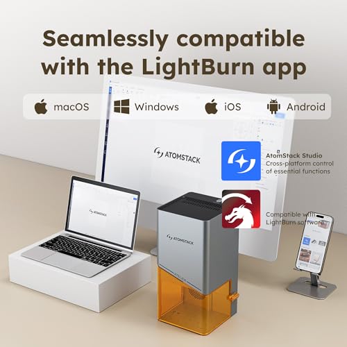 AtomStack Atelier - 12 Watt Diode Galvo Engraving and Cutting - Ultrafast 4000mm/s - Camera - Portable and Mini Laser Engraver and Laser Cutter - Personalise Wood, Paper, Leather, Cardboard and More ATOMSTACK