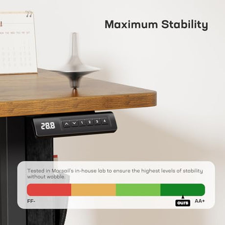 Marsail 55x24 Electric Standing Desk - Adjustable Height Computer Desk with Memory Presets, Storage Bag & Cable Management for Home Office & Gaming Workstations Marsail