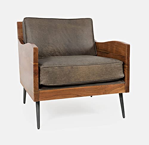 Jofran Karma Genuine Leather Live Edge Accent Chair, Bourbon Jofran Inc.