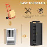 Lusiwry Tall Narrow Slim Metal Storage Cabinet with Lock and 5 Adjustable Shelves,Steel File Cabinets,Kitchen Pantry Cabinet Locker Organizer - 67" Storage Cabinets for Bathroom,Bedroom,Office,Black Lusiwry