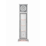Acme Noralie Grandfather Clock in Mirrored & Faux Diamonds Acme